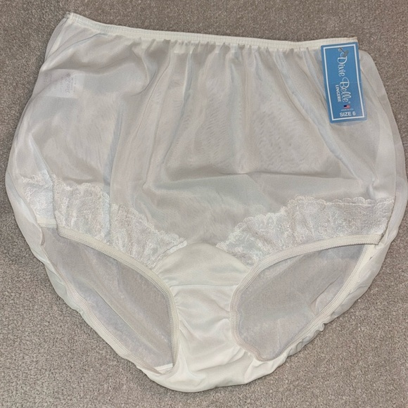 3 Paar Dixie Belle Nylon-Höschen Größe 10 - Weiß, Gerippt, Stil 719 Von Velrose